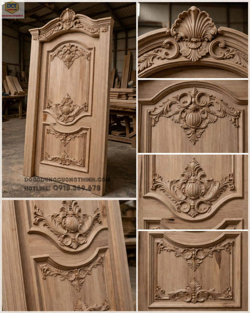 Bộ cửa phòng cổ điển gỗ gõ đỏ CP58 đẳng cấp